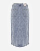 milas91 Fustă Jeans de Bumbac Albastră cu Romburi și Despicătură în Față Arissbeth