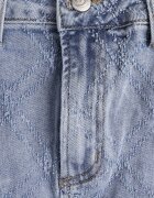 milas91 Fustă Jeans de Bumbac Albastră cu Romburi și Despicătură în Față Arissbeth