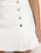 milas91 Fustă-Pantaloni scurți Albe Din denim Cu pliu Cu nasturi Vivirene