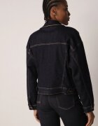 milas91 Geacă Albastră Denim cu Bumbac Decorată cu Borduri Contrastante Nedore
