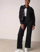 milas91 Geacă Albastră Denim cu Bumbac Decorată cu Borduri Contrastante Nedore