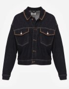 milas91 Geacă Albastră Denim cu Bumbac Decorată cu Borduri Contrastante Nedore
