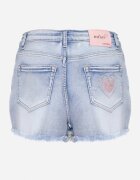 milas91 Pantaloni scurți Albastri Denim cu Talie Înaltă și Rupturi Decorative Tiella