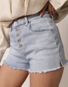 milas91 Pantaloni scurți De blugi Albastre cu talie înaltă și nasturi decorativi Jeviana