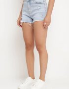 milas91 Pantaloni scurți din denim albaștri cu talie înaltă și bumbac decorați cu aplicație inimă Vikerra