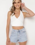 milas91 Pantaloni scurți din denim albaștri cu talie înaltă și bumbac decorați cu aplicație inimă Vikerra