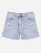 milas91 Pantaloni scurți din denim albaștri cu talie înaltă și bumbac decorați cu aplicație inimă Vikerra