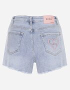 milas91 Pantaloni scurți din denim albaștri cu talie înaltă și bumbac decorați cu aplicație inimă Vikerra