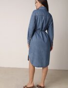 milas91 Rochie Tip cămașă Albastră Din denim cu Bumbac Decorată cu o curea Carenatesa