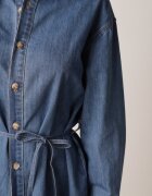 milas91 Rochie Tip cămașă Albastră Din denim cu Bumbac Decorată cu o curea Carenatesa