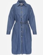 milas91 Rochie Tip cămașă Albastră Din denim cu Bumbac Decorată cu o curea Carenatesa