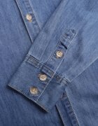 milas91 Rochie Tip cămașă Albastră Din denim cu Bumbac Decorată cu o curea Carenatesa