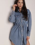 milas91 Rochie tip cămașă Albastră Din denim Cu volane și nasturi Dorinatta