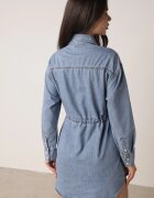 milas91 Rochie tip cămașă Albastră Din denim Cu volane și nasturi Dorinatta