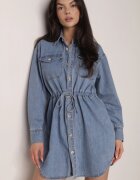 milas91 Rochie tip cămașă Albastră Din denim Cu volane și nasturi Dorinatta