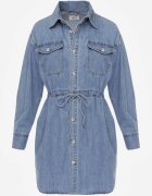 milas91 Rochie tip cămașă Albastră Din denim Cu volane și nasturi Dorinatta