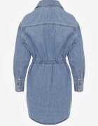 milas91 Rochie tip cămașă Albastră Din denim Cu volane și nasturi Dorinatta