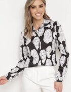 miss poem Cămașă Alb-negru cu Imprimeu Artistic Chip Dremelia