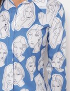 miss poem Cămașă Albastră cu Imprimeu Artistic Față Dremelia