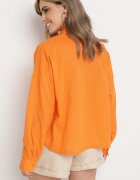 miss poem Cămașă Portocalie De bumbac cu spate mai lung cu buzunar decorativ și elastic Ralena