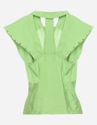 miss poem Cămașă Verde deschisă fără mâneci din Viscoză cu Pliuri decorative și Fante Cremelia