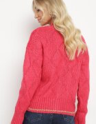 miss poem Cardigan Fucsia cu Nasturi Decorat cu Fir Metalic Alortia