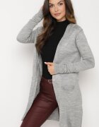 miss poem Cardigan Gri Deschis cu Buzunare laterale Sartella