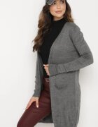 miss poem Cardigan Gri închis Fără închidere cu Buzunare laterale Sartella