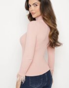 miss poem Maletă Roz deschis Reiată din Viscoză cu Mâneci Ornamente cu Pene Ittecia