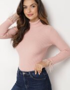 miss poem Maletă Roz deschis Reiată din Viscoză cu Mâneci Ornamente cu Pene Ittecia