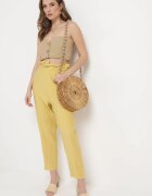 miss poem Pantaloni Galbeni cu elastic încrețit în talie cu croială clasică Anifa