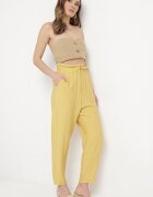 miss poem Pantaloni Galbeni cu elastic încrețit în talie cu croială clasică Anifa