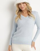 miss poem Pulover Albastru deschis cu Decolteu în V din Tricot Reiat Derige