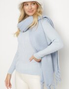miss poem Pulover Albastru deschis cu Decolteu în V din Tricot Reiat Derige