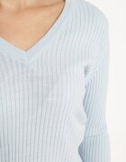 miss poem Pulover Albastru deschis cu Decolteu în V din Tricot Reiat Derige