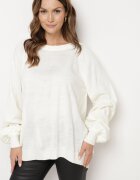 miss poem Pulover bej deschis croi oversized cu borduri largi Nittia