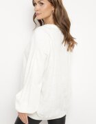 miss poem Pulover bej deschis croi oversized cu borduri largi Nittia