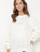 miss poem Pulover bej deschis croi oversized cu borduri largi Nittia