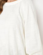 miss poem Pulover bej deschis croi oversized cu borduri largi Nittia