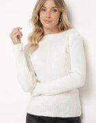 miss poem Pulover Bej deschis în Stil clasic cu Decolteu barcă Zinvirra