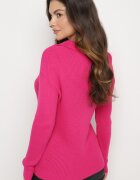 miss poem Pulover Fucsia cu Guler și Decolteu Triunghiular Mortala