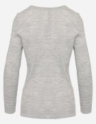 miss poem Pulover Gri cu Decolteu Triunghiular din Tricot Reiat