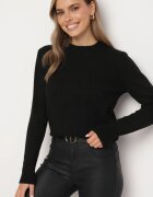 miss poem Pulover Negru cu Croială Clasică Vitilia