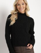 miss poem Pulover pe gât Negru cu Embosare Decorativă Tartavia