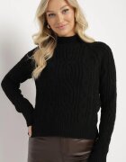 miss poem Pulover pe gât Negru cu Embosare Decorativă Tartavia