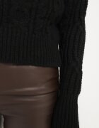 miss poem Pulover pe gât Negru cu Embosare Decorativă Tartavia