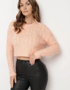 miss poem Pulover Scurt Rozaliu Deschis cu Model în Relief Torilissa