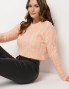 miss poem Pulover Scurt Rozaliu Deschis cu Model în Relief Torilissa