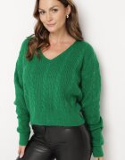 miss poem Pulover Verde închis Scurt cu Decupaj la Spate Torine