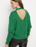 miss poem Pulover Verde închis Scurt cu Decupaj la Spate Torine